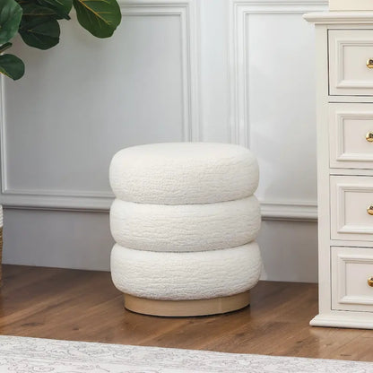 Tabouret ottoman rond rembourré Adeco Teddy