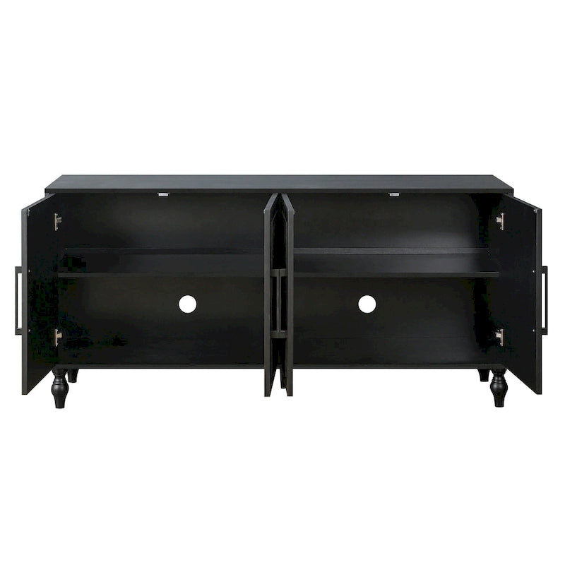 Grand meuble de rangement avec porte à motif floral sculpté et poignée en métal