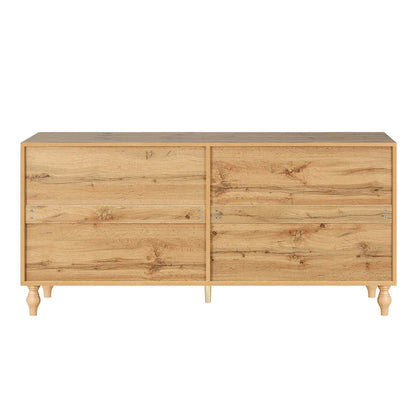 Grand meuble de rangement avec porte à motif floral sculpté et poignée en métal