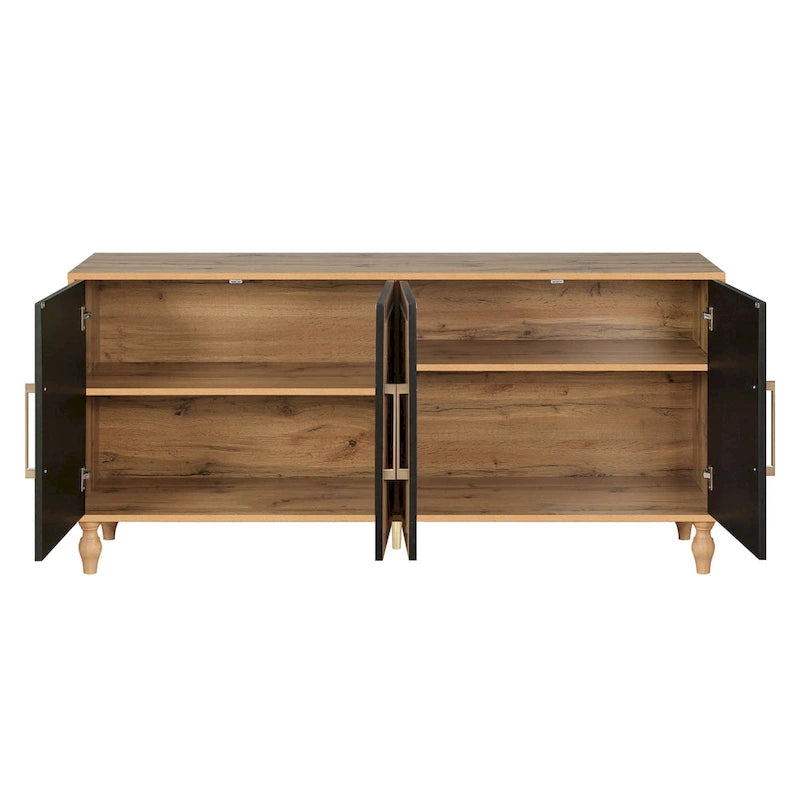 Grand meuble de rangement avec porte à motif floral sculpté et poignée en métal