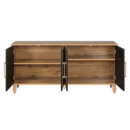 Grand meuble de rangement avec porte à motif floral sculpté et poignée en métal