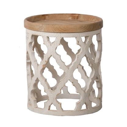 23 Grande table d'appoint blanche vieillie