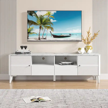 Meuble TV élégant de 70 pouces avec plateau imprimé marbre - Largeur 70 pouces