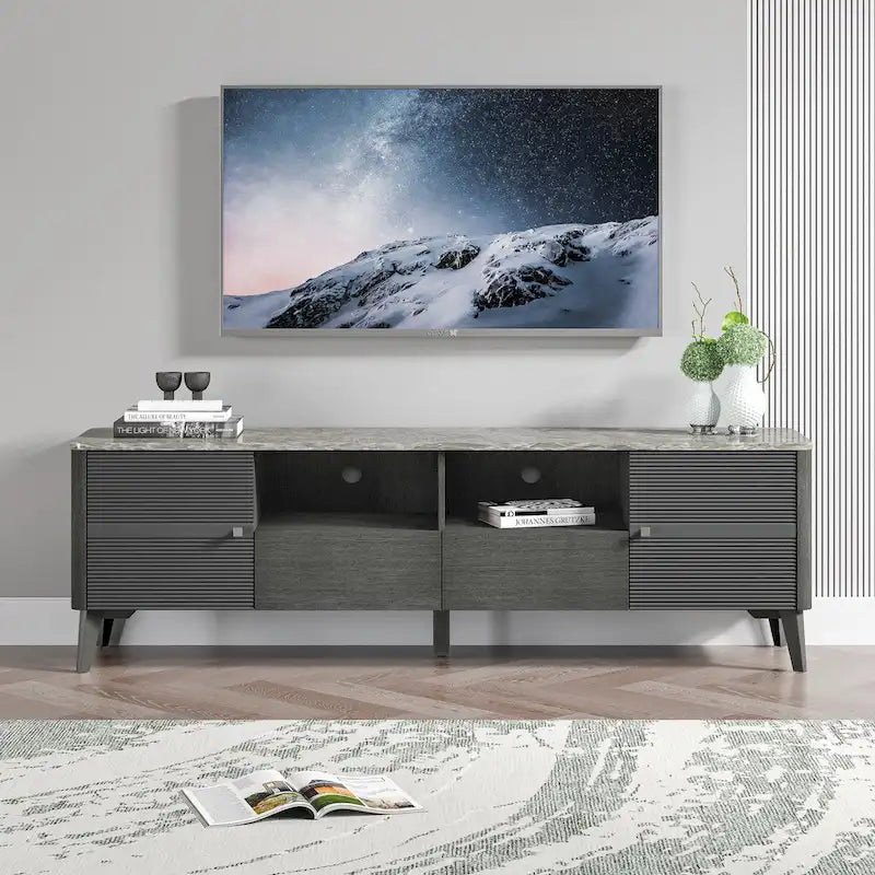 Meuble TV élégant de 70 pouces avec plateau imprimé marbre - Largeur 70 pouces