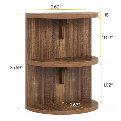 Table d'appoint demi-lune à 3 niveaux, table d'appoint semi-circulaire pour salon
