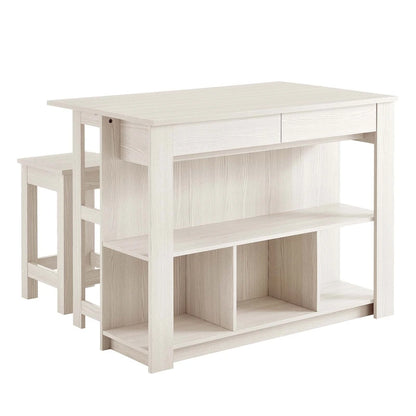 Ensemble îlot de cuisine et tabouret Meadowbrook 3 pièces