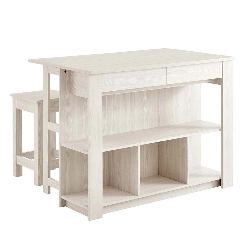 Ensemble îlot de cuisine et tabouret Meadowbrook 3 pièces