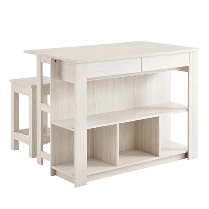 Ensemble îlot de cuisine et tabouret Meadowbrook 3 pièces