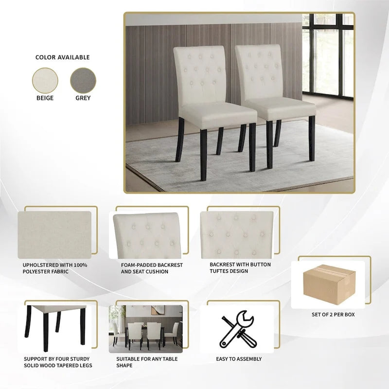 Chaise de salle à manger en bois CraftPorch Glam 7 pièces