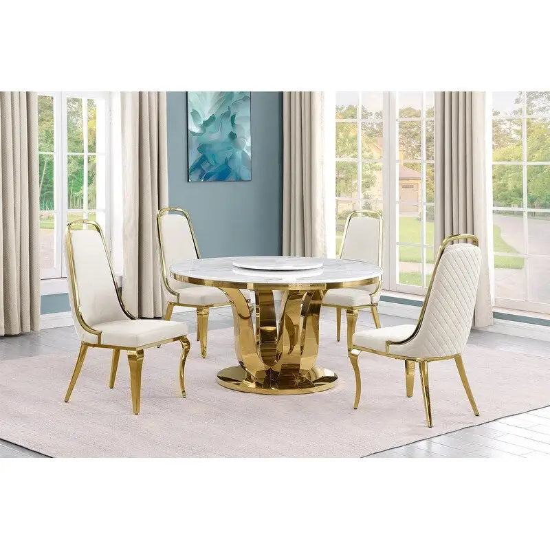 Ensemble de salle à manger rond 5 pièces Best Quality Furniture D325-SC314-7