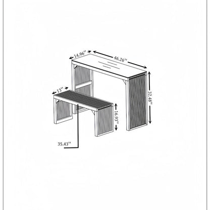 Ensemble de salle à manger 3 pièces (banc et table)