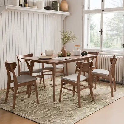 Ensemble de table à manger en bois 7 pièces Beck Mid-century de Furniture of America
