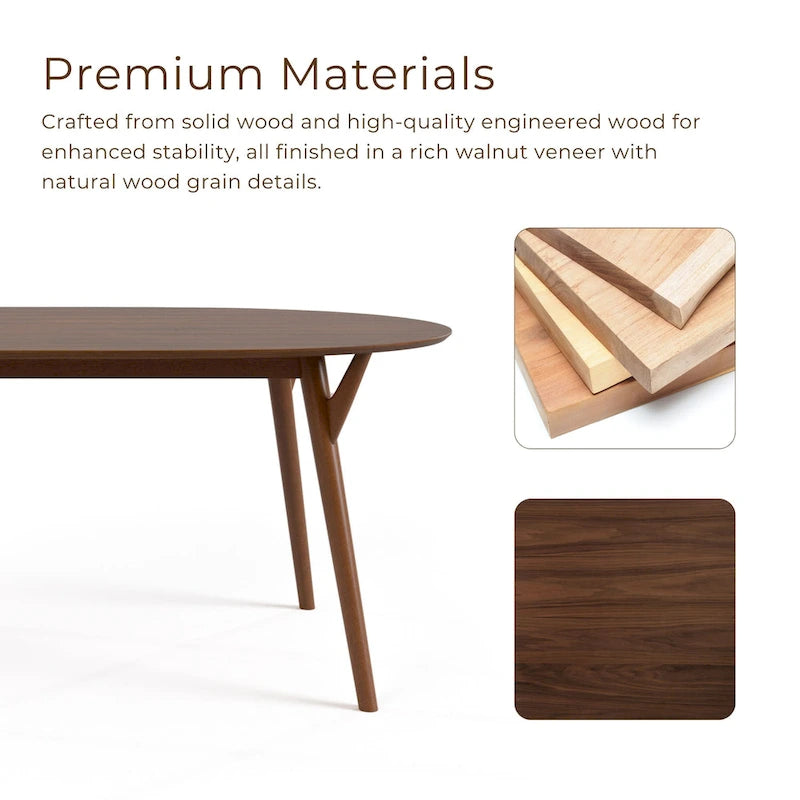Ensemble de salle à manger 7 pièces Beau II en noyer style milieu du siècle de Furniture of America