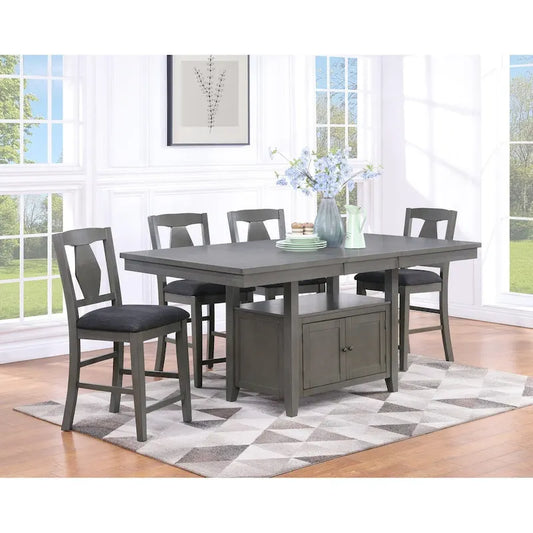 Tuscan Hills 5pc Piece Gray Pub Storage Dining Set