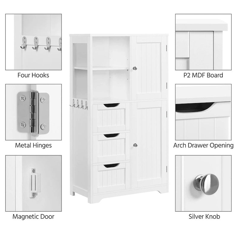Meuble de rangement de salle de bain Yaheetech avec compartiments ouverts, meuble sur pied autoportant, blanc - Non disponible