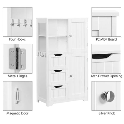 Meuble de rangement de salle de bain Yaheetech avec compartiments ouverts, meuble sur pied autoportant, blanc - Non disponible