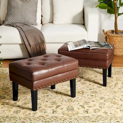 Ensemble de 2 poufs Glitzhome 22W en similicuir capitonné
