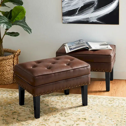 Ensemble de 2 poufs Glitzhome 22W en similicuir capitonné