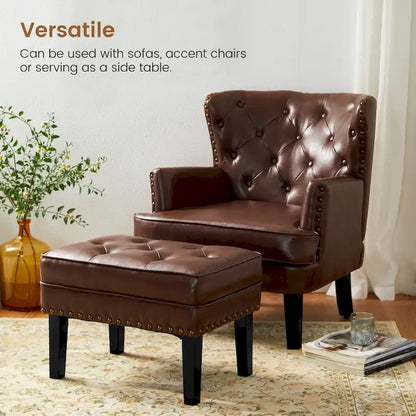 Ensemble de 2 poufs Glitzhome 22W en similicuir capitonné