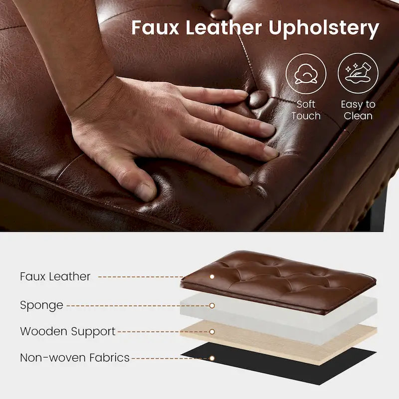 Ensemble de 2 poufs Glitzhome 22W en similicuir capitonné