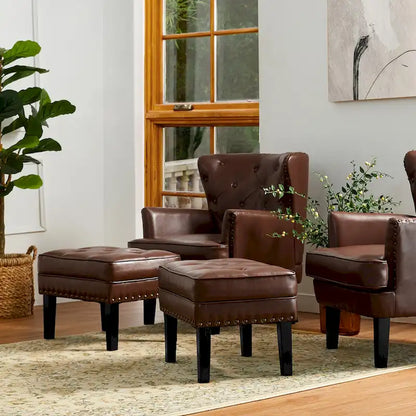 Ensemble de 2 poufs Glitzhome 22W en similicuir capitonné