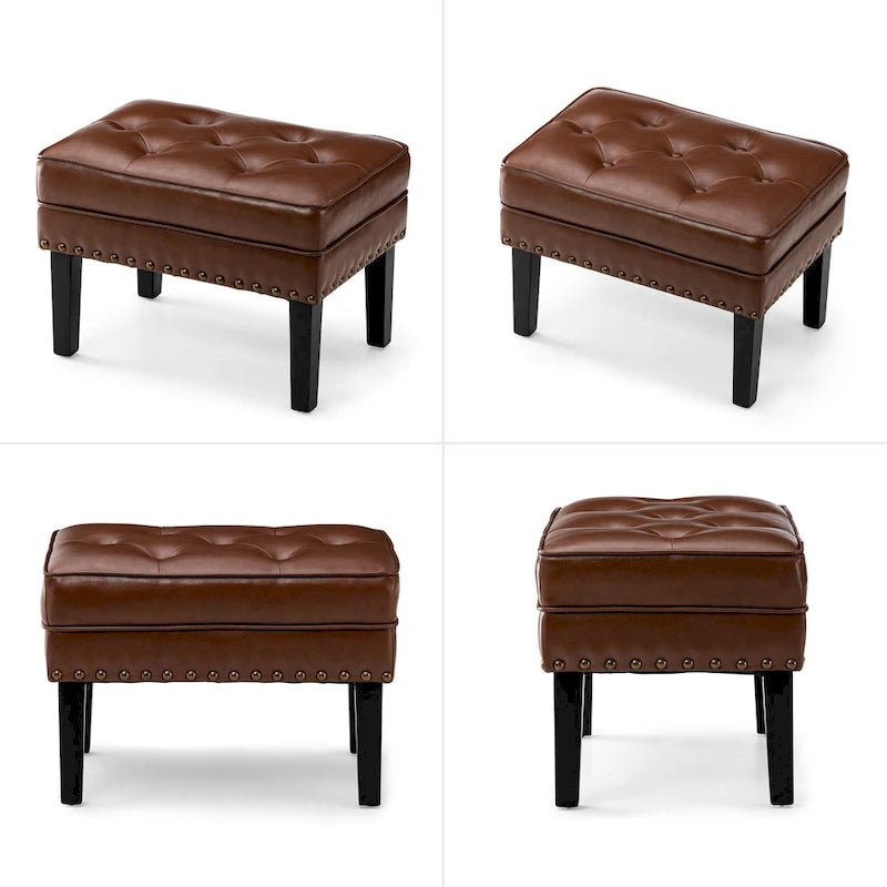 Ensemble de 2 poufs Glitzhome 22W en similicuir capitonné