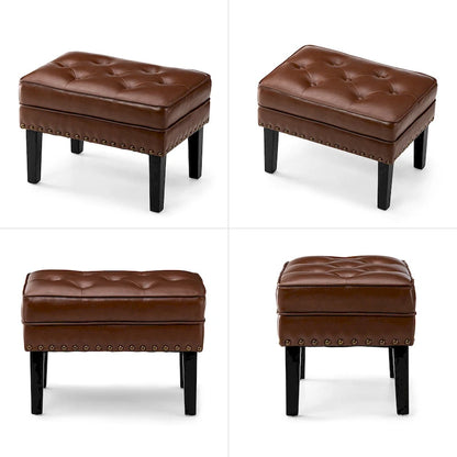 Ensemble de 2 poufs Glitzhome 22W en similicuir capitonné