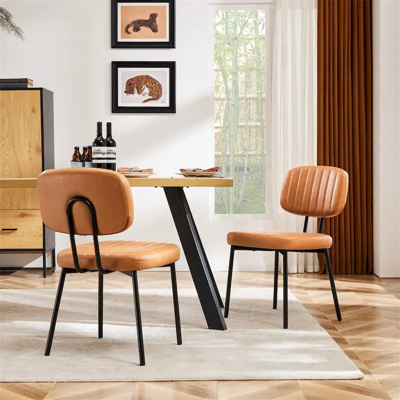Ensemble de 2 chaises de cuisine/salle à manger rembourrées de style moderne du milieu du siècle