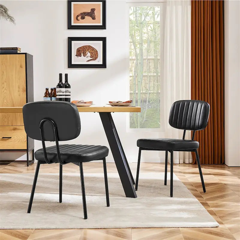 Ensemble de 2 chaises de cuisine/salle à manger rembourrées de style moderne du milieu du siècle