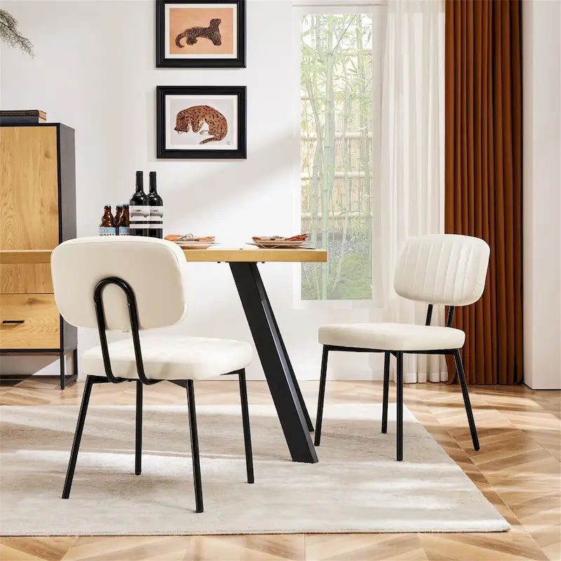 Ensemble de 2 chaises de cuisine/salle à manger rembourrées de style moderne du milieu du siècle