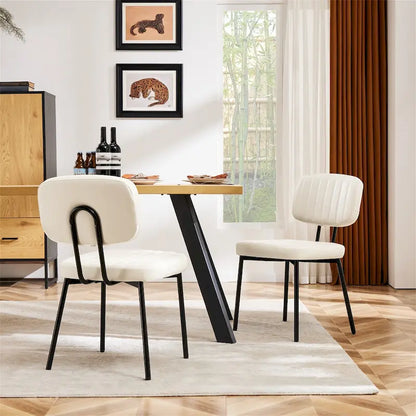 Ensemble de 2 chaises de cuisine/salle à manger rembourrées de style moderne du milieu du siècle