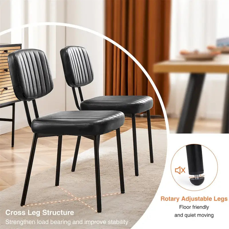 Ensemble de 2 chaises de cuisine/salle à manger rembourrées de style moderne du milieu du siècle
