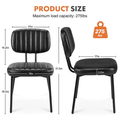 Ensemble de 2 chaises de cuisine/salle à manger rembourrées de style moderne du milieu du siècle