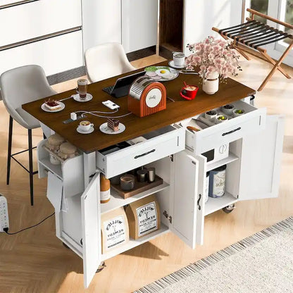 Îlot de cuisine de style campagnard de 53,5 po avec prise électrique