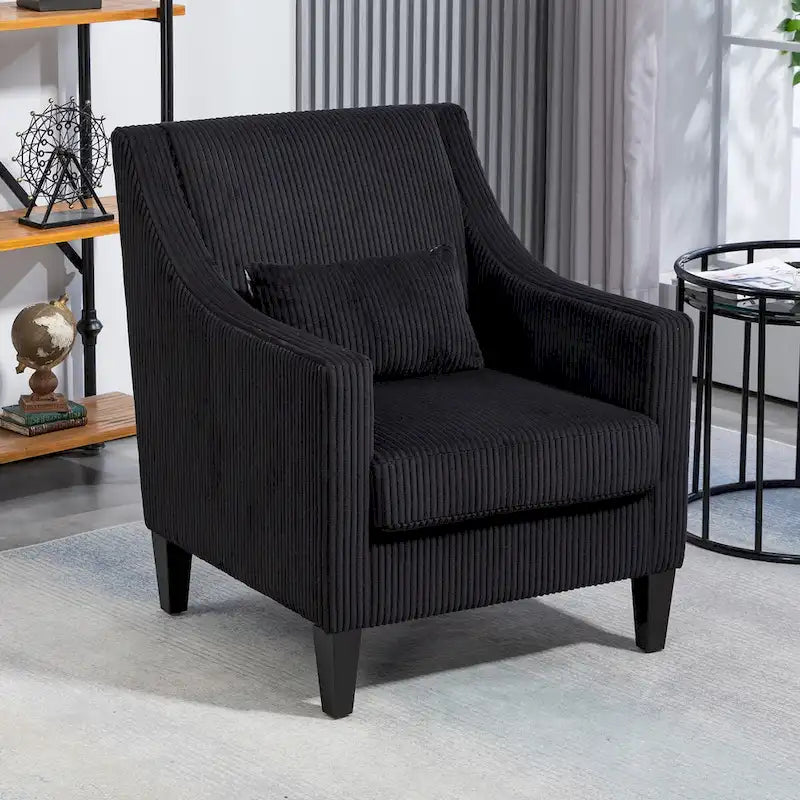 Fauteuil HOMEFUN en velours côtelé, style moderne du milieu du siècle, avec structure en bois, pour salon