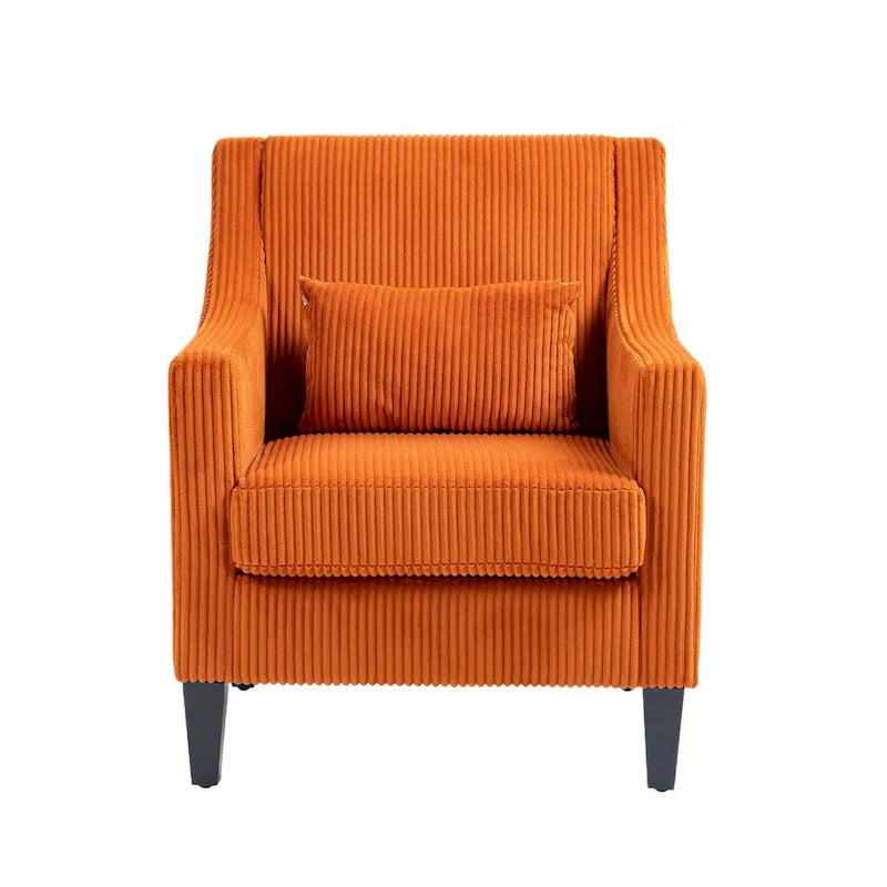 Fauteuil HOMEFUN en velours côtelé, style moderne du milieu du siècle, avec structure en bois, pour salon