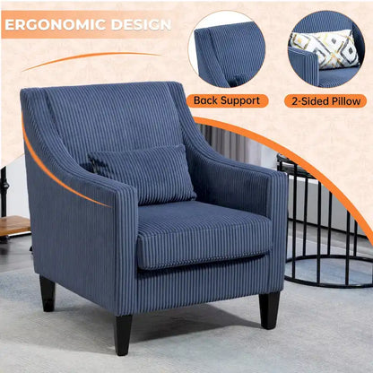 Fauteuil HOMEFUN en velours côtelé, style moderne du milieu du siècle, avec structure en bois, pour salon