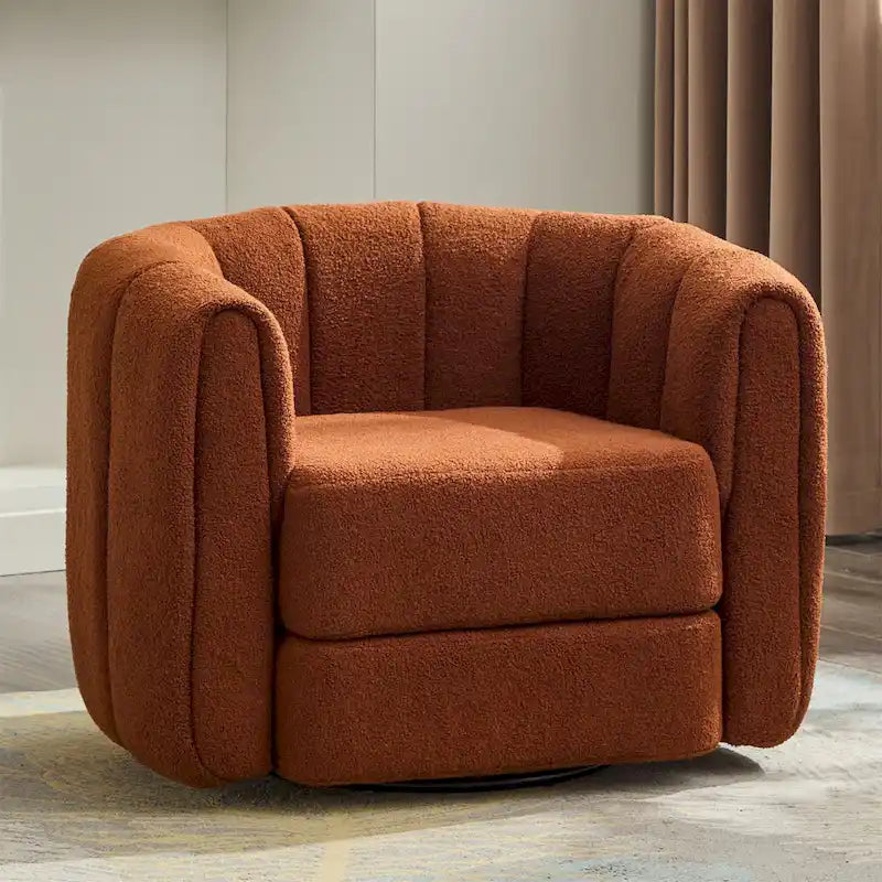Fauteuil pivotant moderne rembourré en forme de tonneau