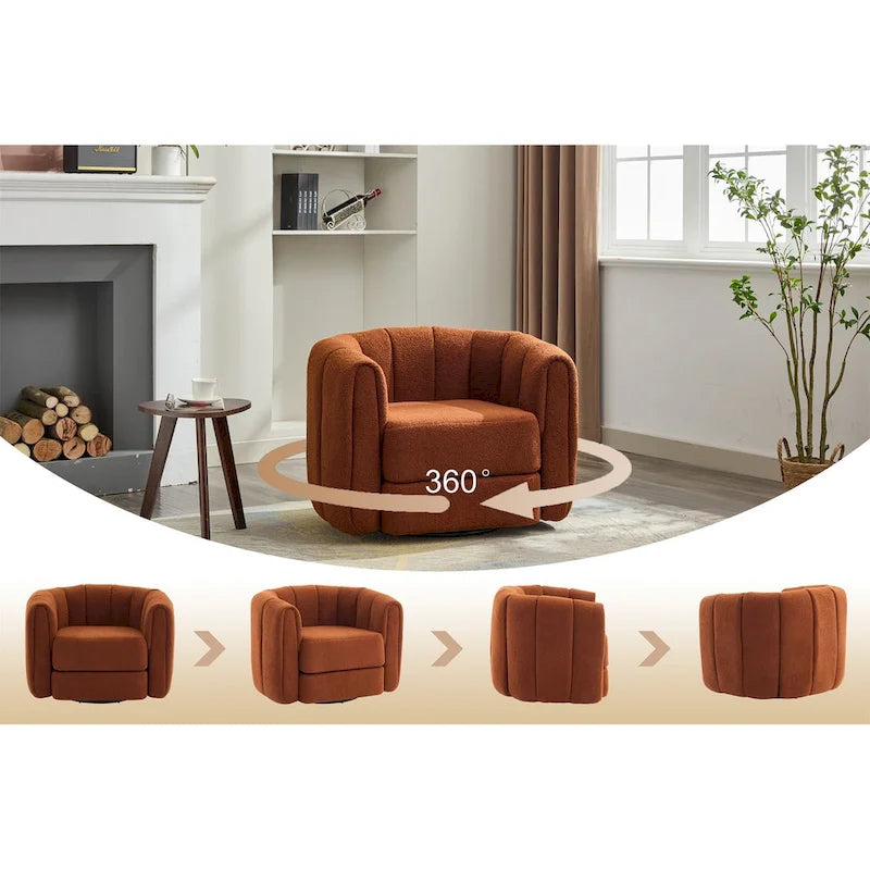 Fauteuil pivotant moderne rembourré en forme de tonneau