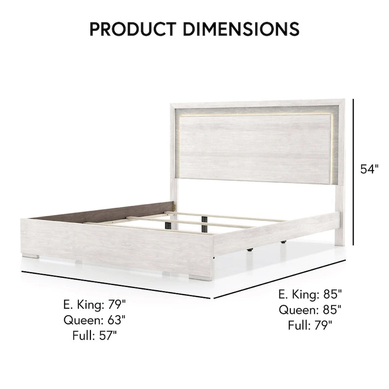 Lit Jonnick contemporain de Furniture of America, panneaux blancs délavés avec éclairage LED