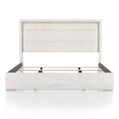 Lit Jonnick contemporain de Furniture of America, panneaux blancs délavés avec éclairage LED