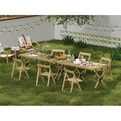 Ensemble de 2 chaises d'extérieur Stateside en bois résistant aux intempéries, pliables et compactes.