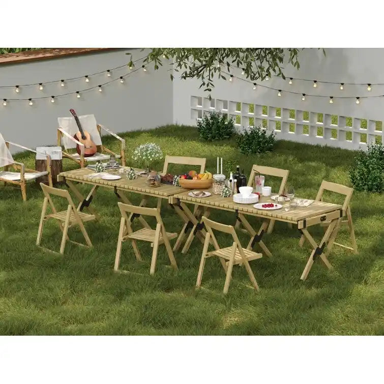 Ensemble de 2 chaises d'extérieur Stateside en bois résistant aux intempéries, pliables et compactes.
