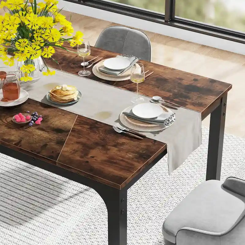 Table de salle à manger industrielle de 180 cm (71 pouces) pour 4 à 6 personnes - 180 cm (70,9 pouces) L x 90 cm (35,4 pouces) l x 77 cm (30,3 pouces) H