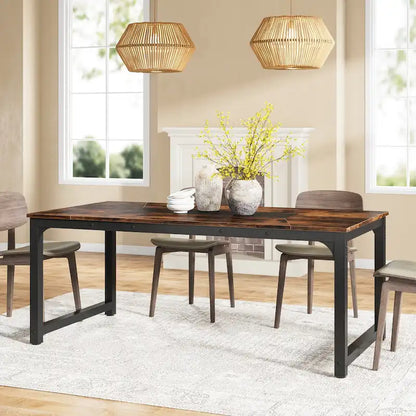 Table de salle à manger industrielle de 180 cm (71 pouces) pour 4 à 6 personnes - 180 cm (70,9 pouces) L x 90 cm (35,4 pouces) l x 77 cm (30,3 pouces) H