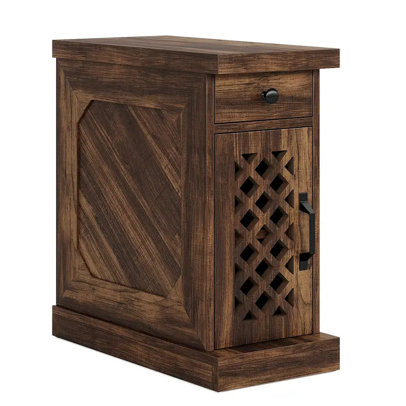 Table d'appoint en bois de 65 cm de haut, table de chevet pour chambre, brun rustique - 60 cm L x 30 cm l x 65 cm H