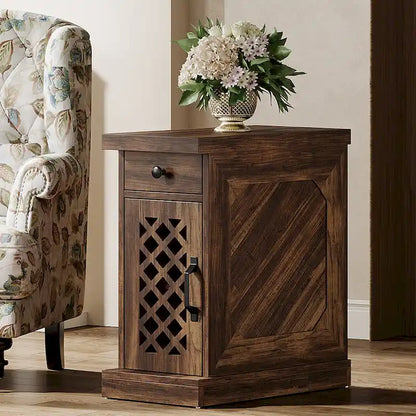 Table d'appoint en bois de 65 cm de haut, table de chevet pour chambre, brun rustique - 60 cm L x 30 cm l x 65 cm H
