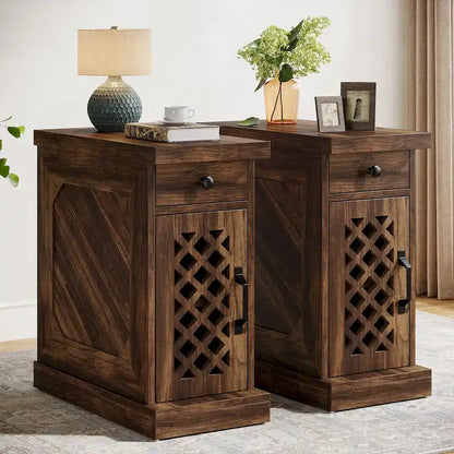 Table d'appoint en bois de 65 cm de haut, table de chevet pour chambre, brun rustique - 60 cm L x 30 cm l x 65 cm H