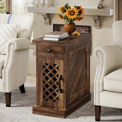 Table d'appoint en bois de 65 cm de haut, table de chevet pour chambre, brun rustique - 60 cm L x 30 cm l x 65 cm H
