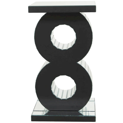 Table d'appoint d'appoint en verre miroir ornée de cristaux - Argent - Roche River Decor